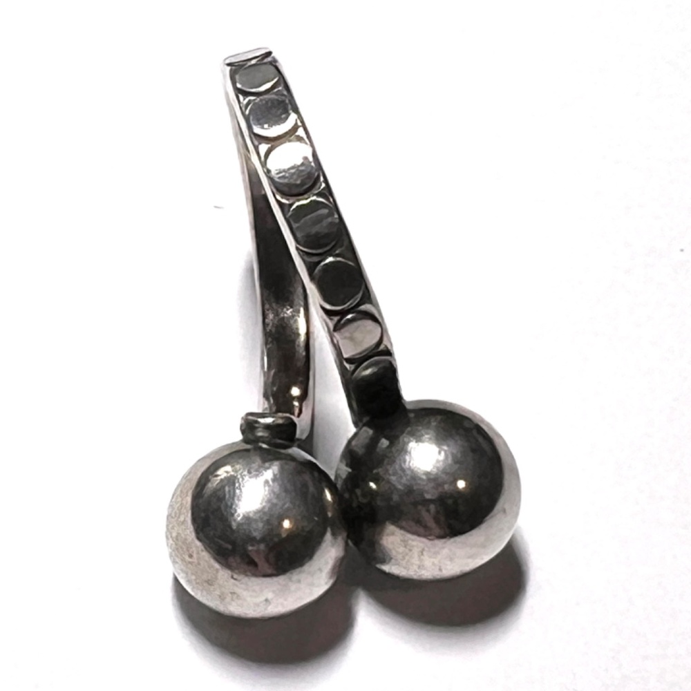 Mid-Century Vintage Sterling Silver Double Ball Ring  1940's - Picture 4 of 11